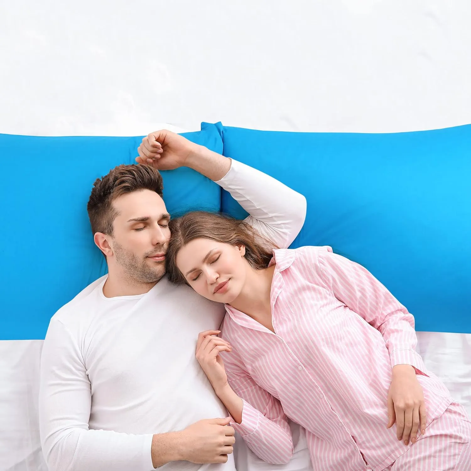 uxcell Pillowcases Weave from 100% Egyptian Cotton, Breathable Soft Pillow Cases with Zipper Closure, 2 Pcs Blue Pillow Covers Standard Size - 20"x26"