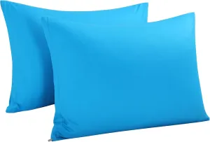 uxcell Pillowcases Weave from 100% Egyptian Cotton, Breathable Soft Pillow Cases with Zipper Closure, 2 Pcs Blue Pillow Covers Standard Size - 20"x26"