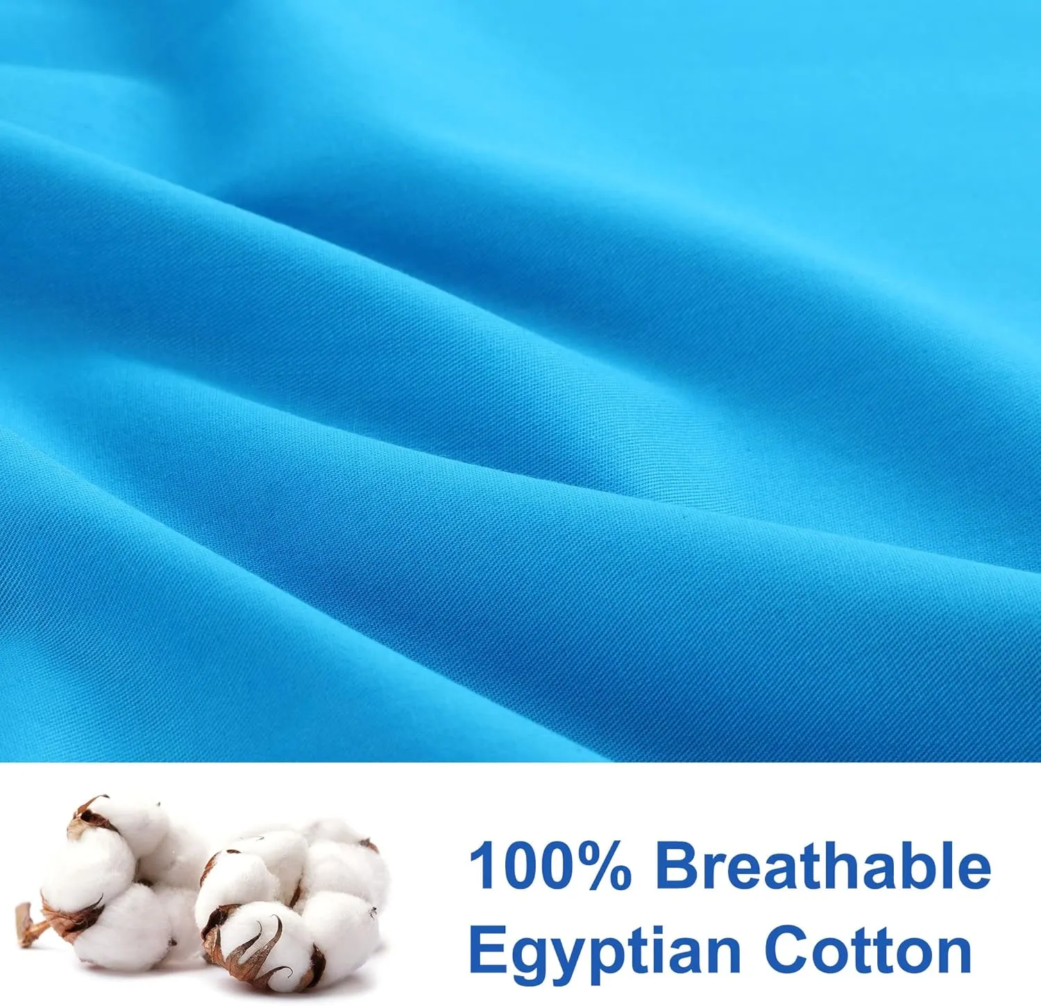 uxcell Pillowcases Weave from 100% Egyptian Cotton, Breathable Soft Pillow Cases with Zipper Closure, 2 Pcs Blue Pillow Covers Standard Size - 20"x26"