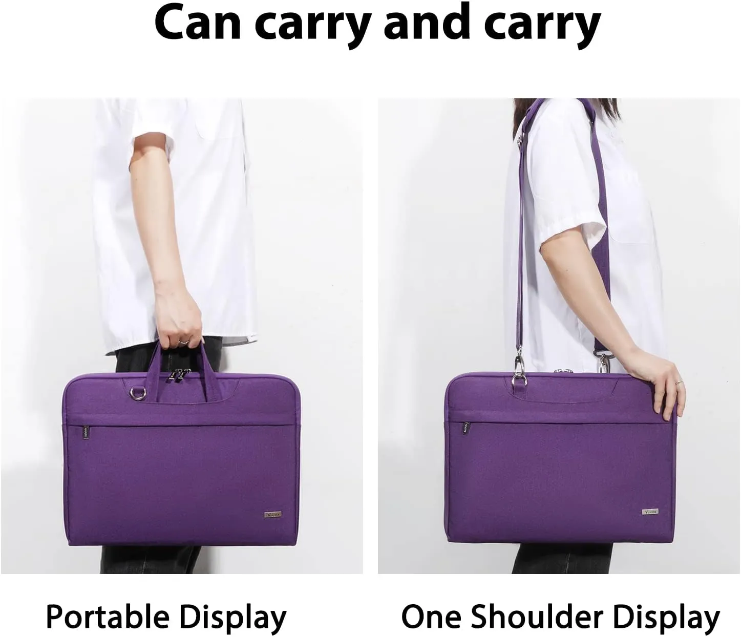 V Voova Laptop Bag Sleeve 14 15 15.6 inch with Shoulder Strap,Slim Computer Carrying Case Cover Compatible with MacBook Pro 16,HP 15.6,Dell Inspiron 15 3000,Acer Chromebook 14,2021 Asus Rog,Purple
