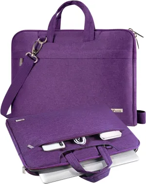 V Voova Laptop Bag Sleeve 14 15 15.6 inch with Shoulder Strap,Slim Computer Carrying Case Cover Compatible with MacBook Pro 16,HP 15.6,Dell Inspiron 15 3000,Acer Chromebook 14,2021 Asus Rog,Purple