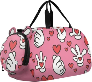 Valentine Love Gestures and Red Hearts Duffel Bags for Boys Small Gym Bags for Teens Dance Bag for Girls