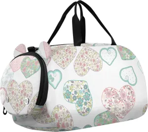 Valentines Hearts with Flowers Duffel Bags for Boys Small Gym Bags for Teens Dance Bag for Girls