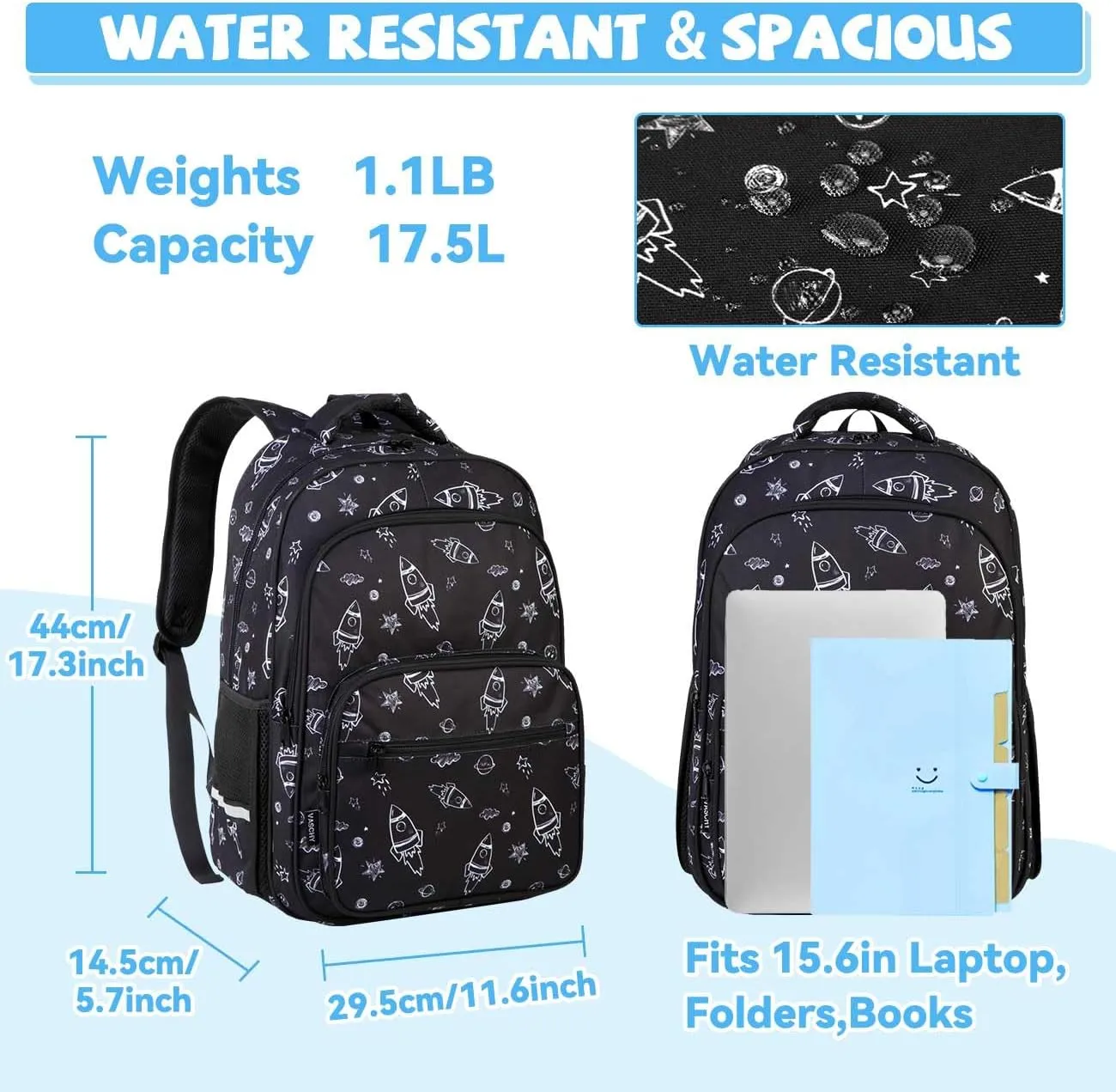 VASCHY Kids Backpack for Elementary School, Boys Large Bookbags School Bags for Primary School Students Travel Space