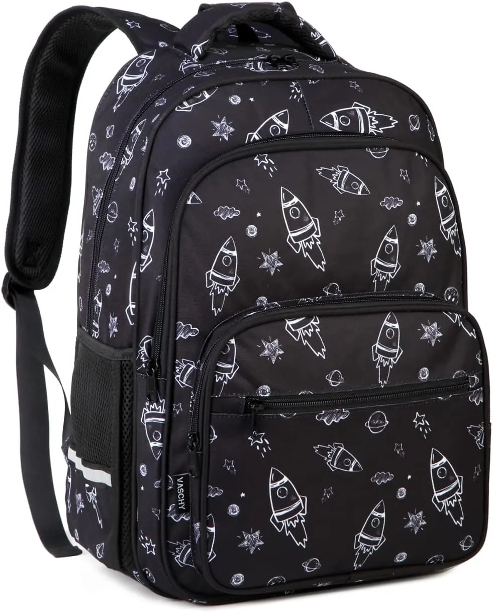VASCHY Kids Backpack for Elementary School, Boys Large Bookbags School Bags for Primary School Students Travel Space