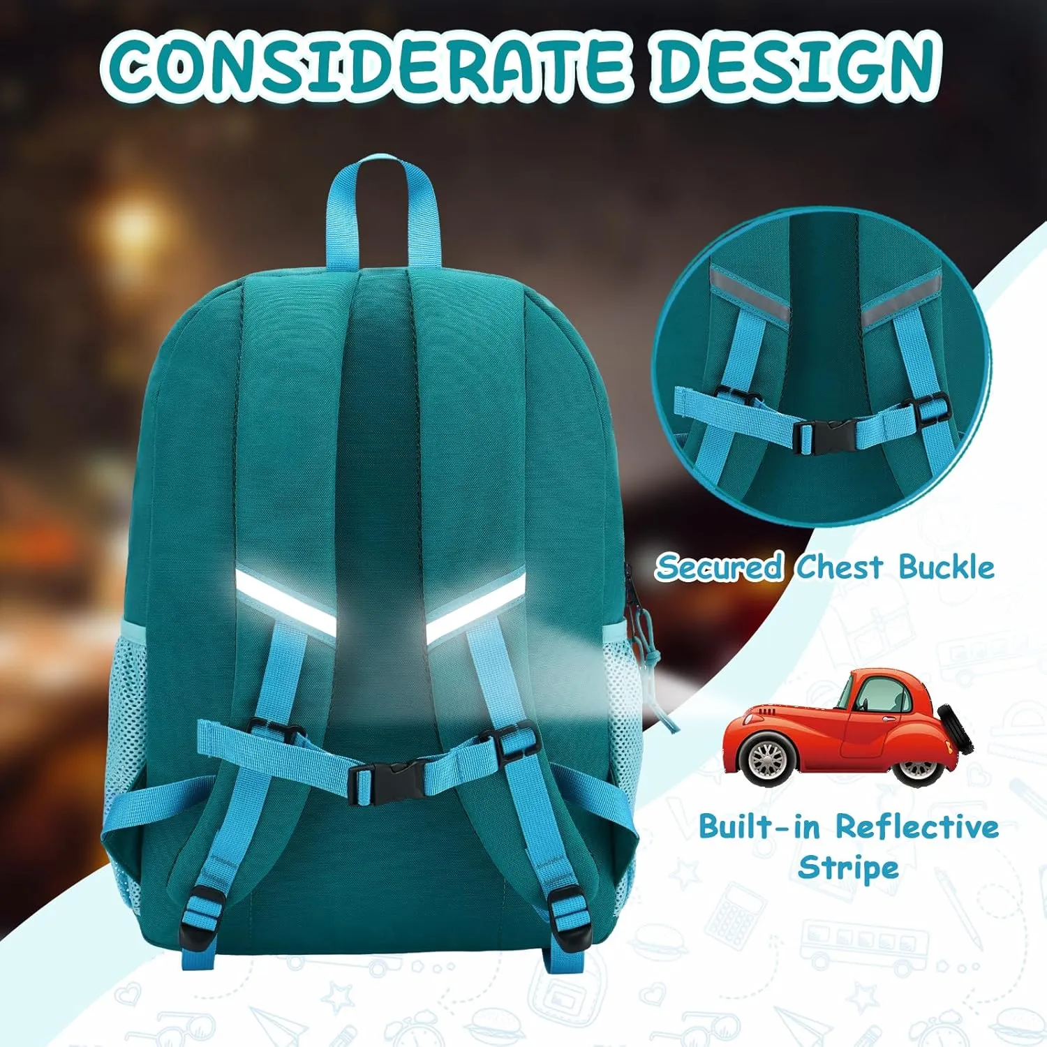 VASCHY Kids Backpack Lunch Bag Set, Girls 2-1 School Bookbag Insulated Lunch Box for Toddlers Preschool,Daycare,Kindergarten,Elementary School Green