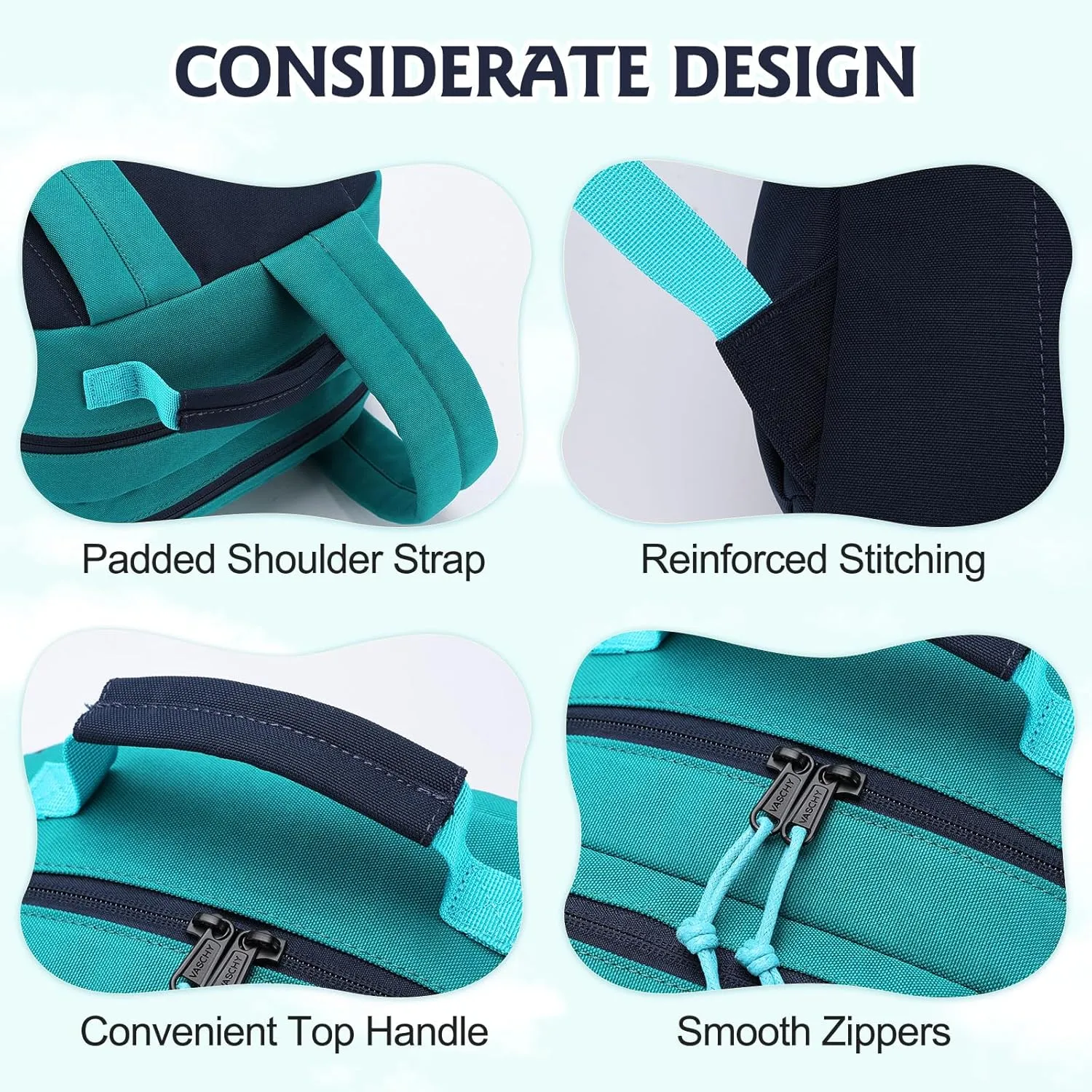 VASCHY School Backpack, Lightweight Classic Cute Aesthetic Bookbag Daypack for Teen Boys Traveling/Gym/Middle School Navy Green