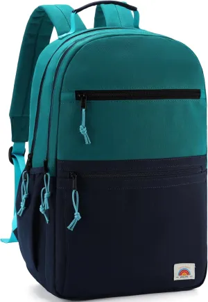 VASCHY School Backpack, Lightweight Classic Cute Aesthetic Bookbag Daypack for Teen Boys Traveling/Gym/Middle School Navy Green