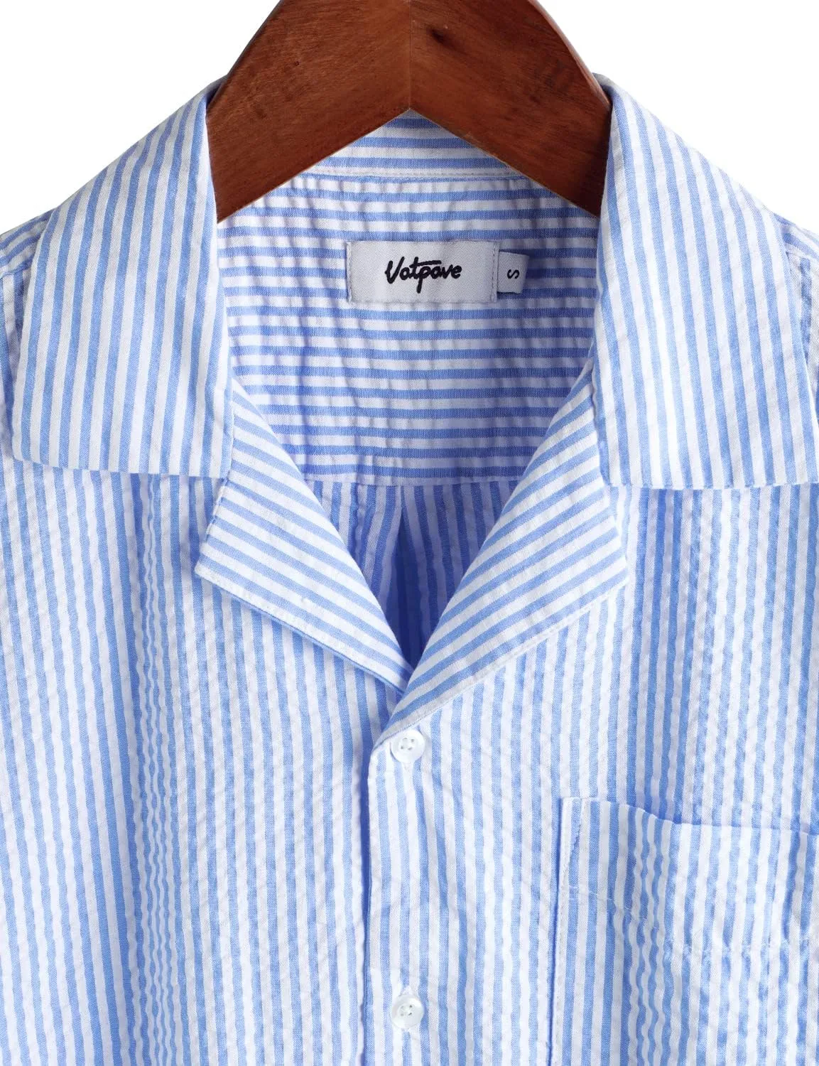 VATPAVE Mens Striped Summer Shirt Casual Button Down Short Sleeve Beach Shirts Cotton Linen Shirts for Men