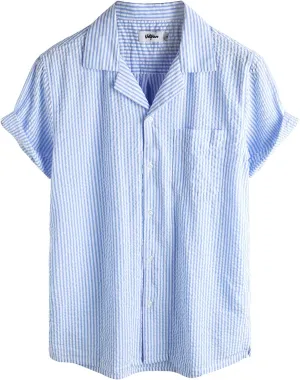 VATPAVE Mens Striped Summer Shirt Casual Button Down Short Sleeve Beach Shirts Cotton Linen Shirts for Men