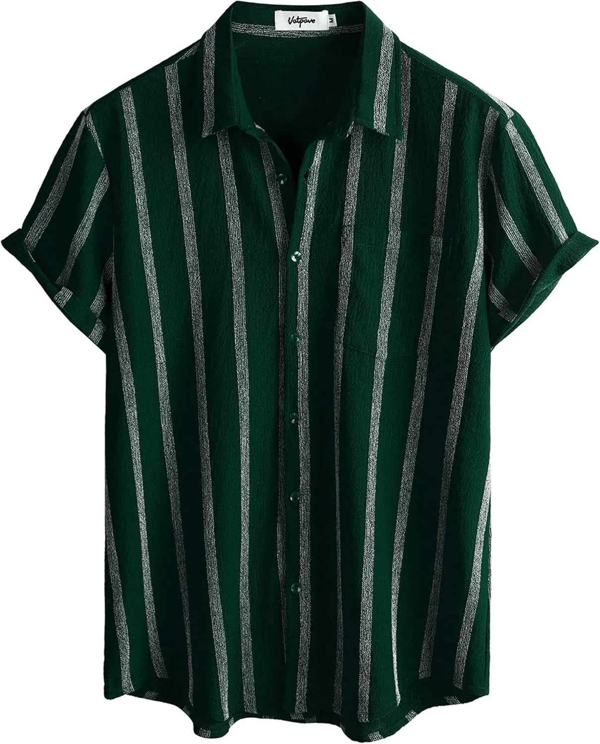 VATPAVE Mens Summer Striped Shirts Button Down Short Sleeve Vintage Beach Hawaiian Shirts with Pocket
