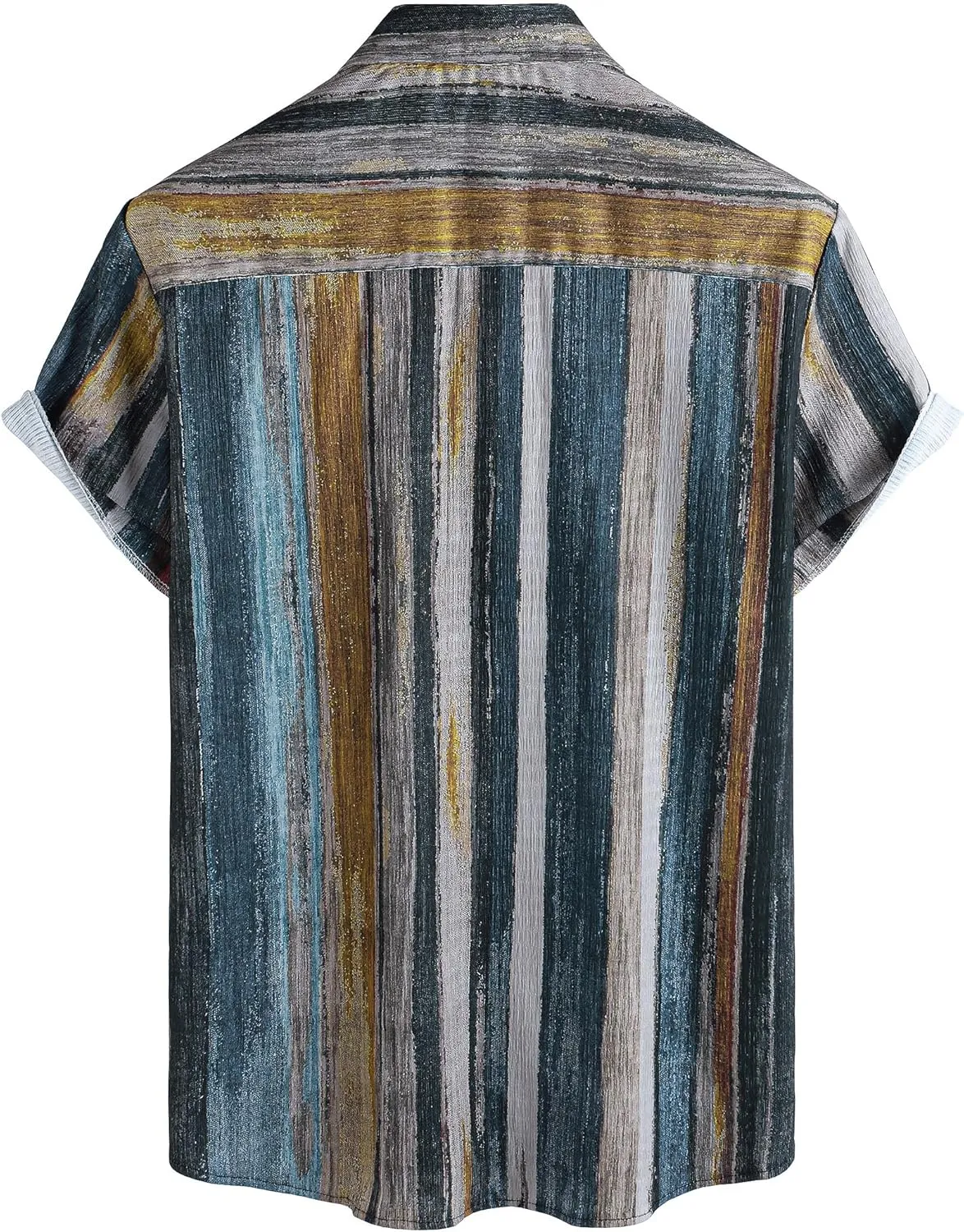 VATPAVE Mens Summer Striped Shirts Button Down Short Sleeve Vintage Beach Hawaiian Shirts with Pocket