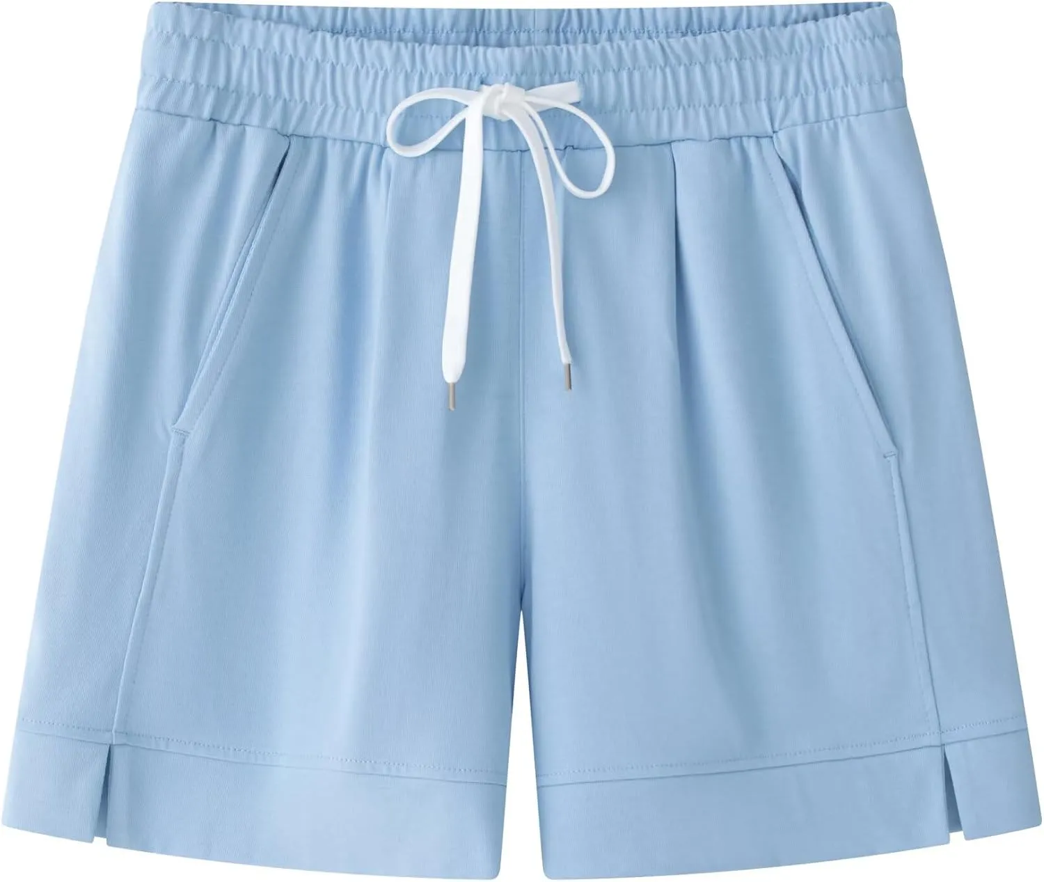 Vcansion Women's Elastic Waist Knee Length Casual Cotton Bermuda Shorts with Drawstring