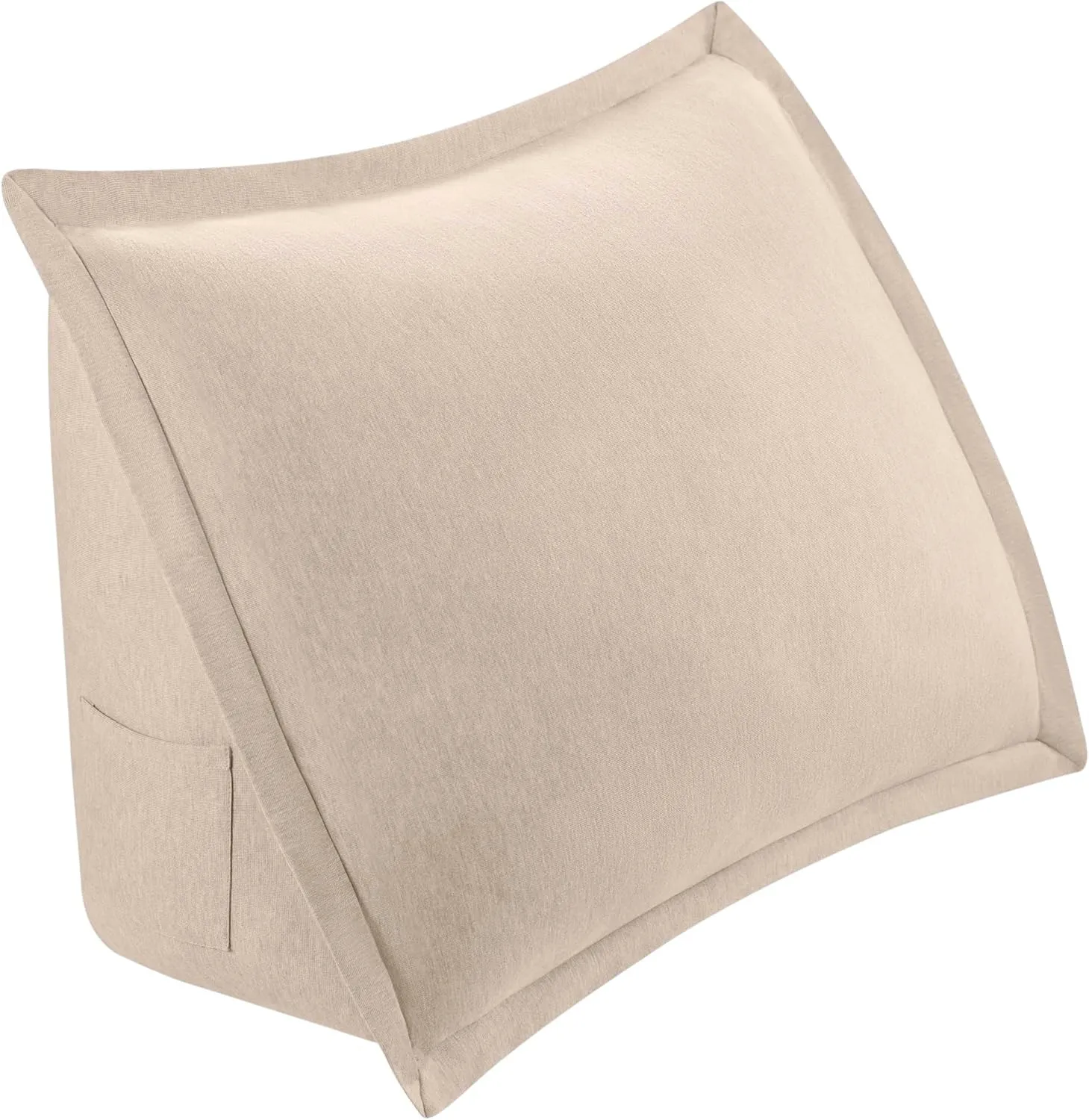 Vellux Heathered Jersey Knit Wedge Pillow (20" x15”x8”) Bed Reading Pillows - Ultra-Soft & Cozy T-Shirt- Throw Pillow with Pocket - Back Rest for Back Support - for Sitting in Bed (Taupe)