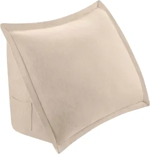 Vellux Heathered Jersey Knit Wedge Pillow (20" x15”x8”) Bed Reading Pillows - Ultra-Soft & Cozy T-Shirt- Throw Pillow with Pocket - Back Rest for Back Support - for Sitting in Bed (Taupe)
