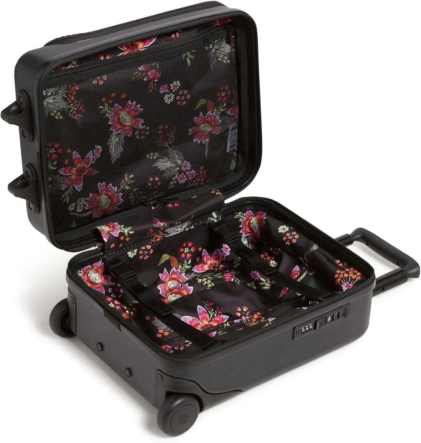 Vera Bradley Women's Hardside Underseat Rolling Suitcase Luggage, Black, One Size