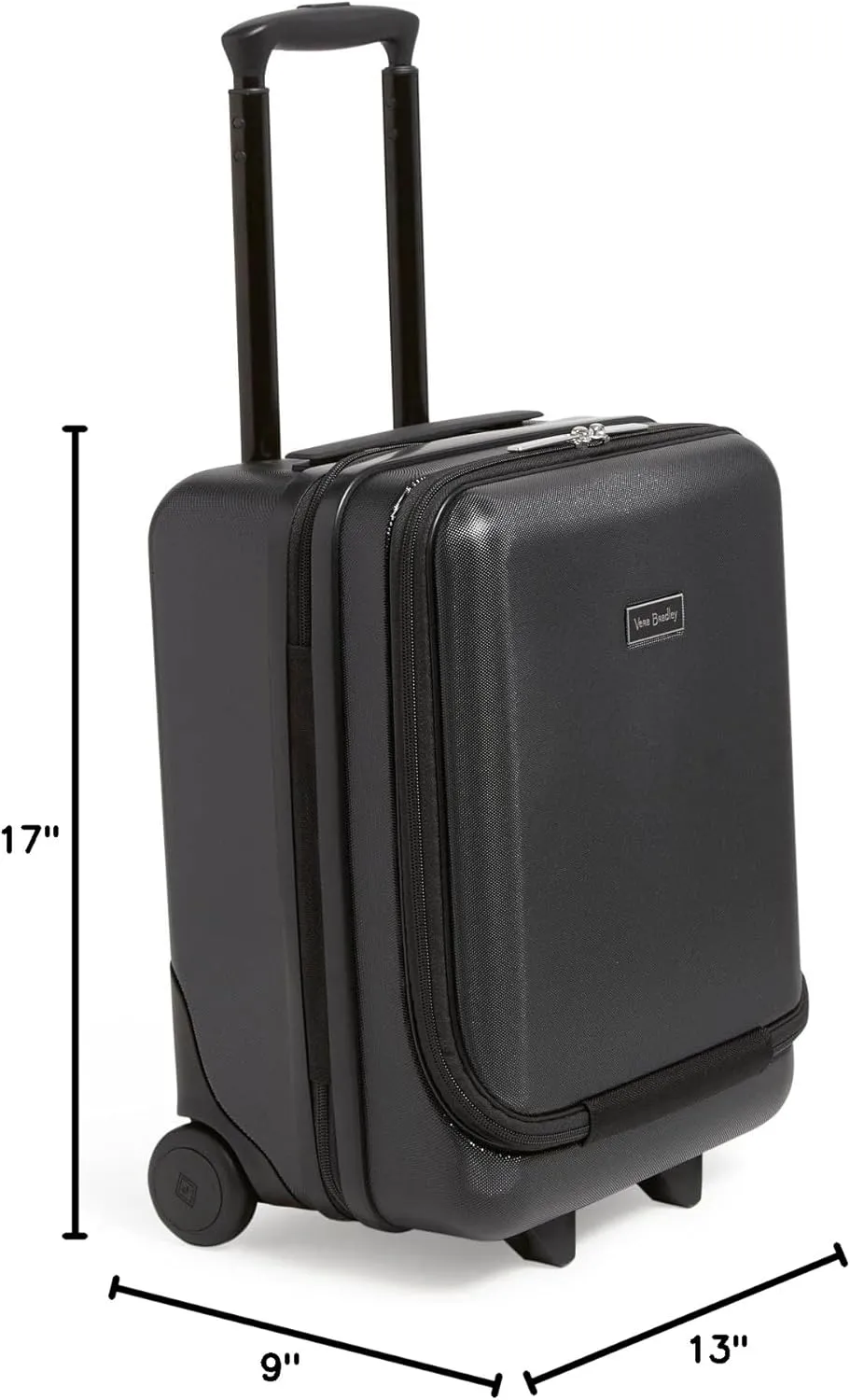 Vera Bradley Women's Hardside Underseat Rolling Suitcase Luggage, Black, One Size