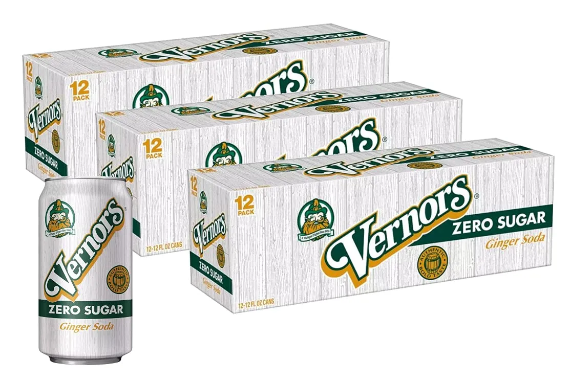 Vernors Classic Original Zero Sugar Ginger Ale Soda Soft Drink - 3 Cases (36 Cans)