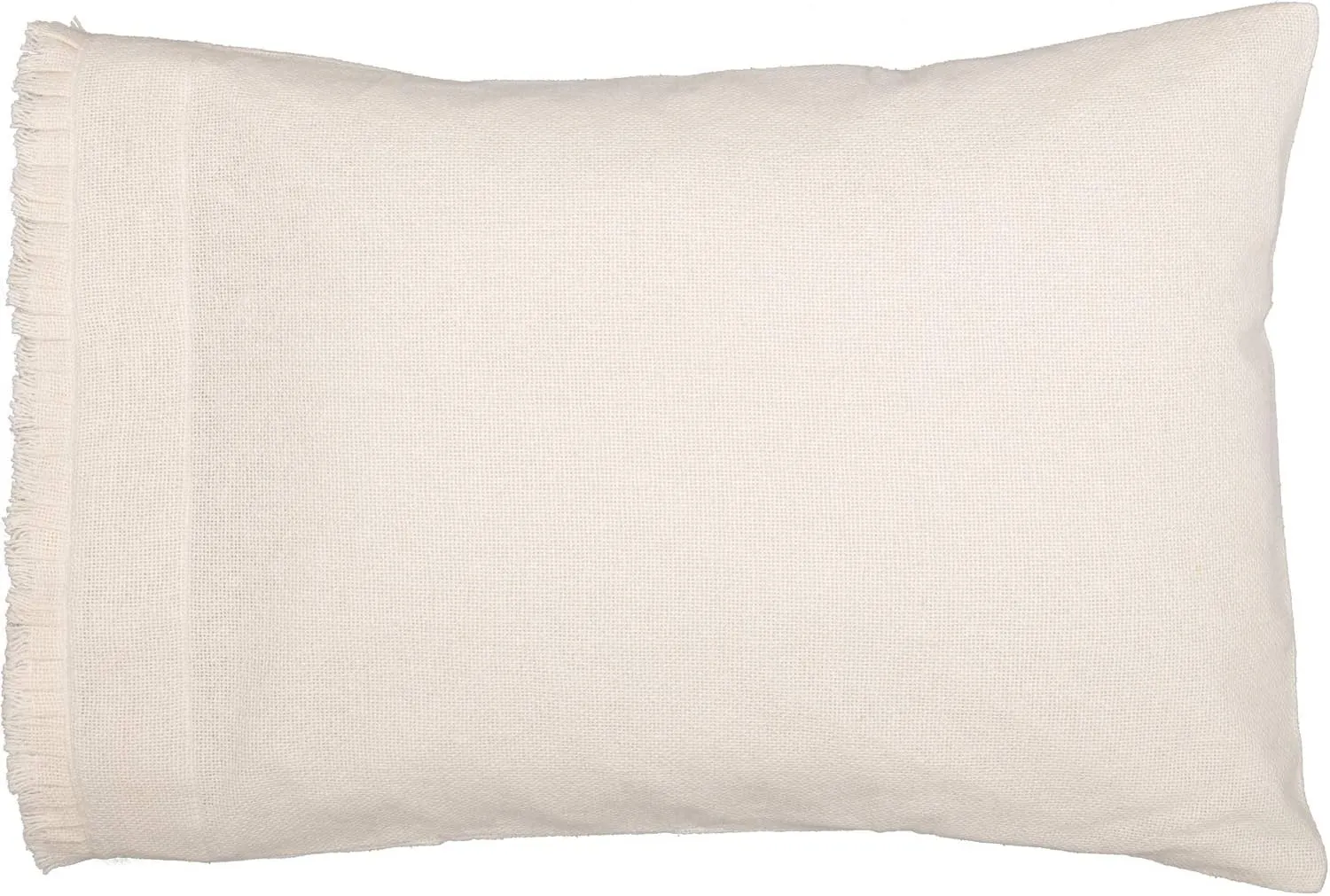 VHC Brands Burlap Pillow Covers - Farmhouse Shams Set w/Soft Cotton Ruffled Fringe - Antique Off -White Pillow Case Set of 2, Standard