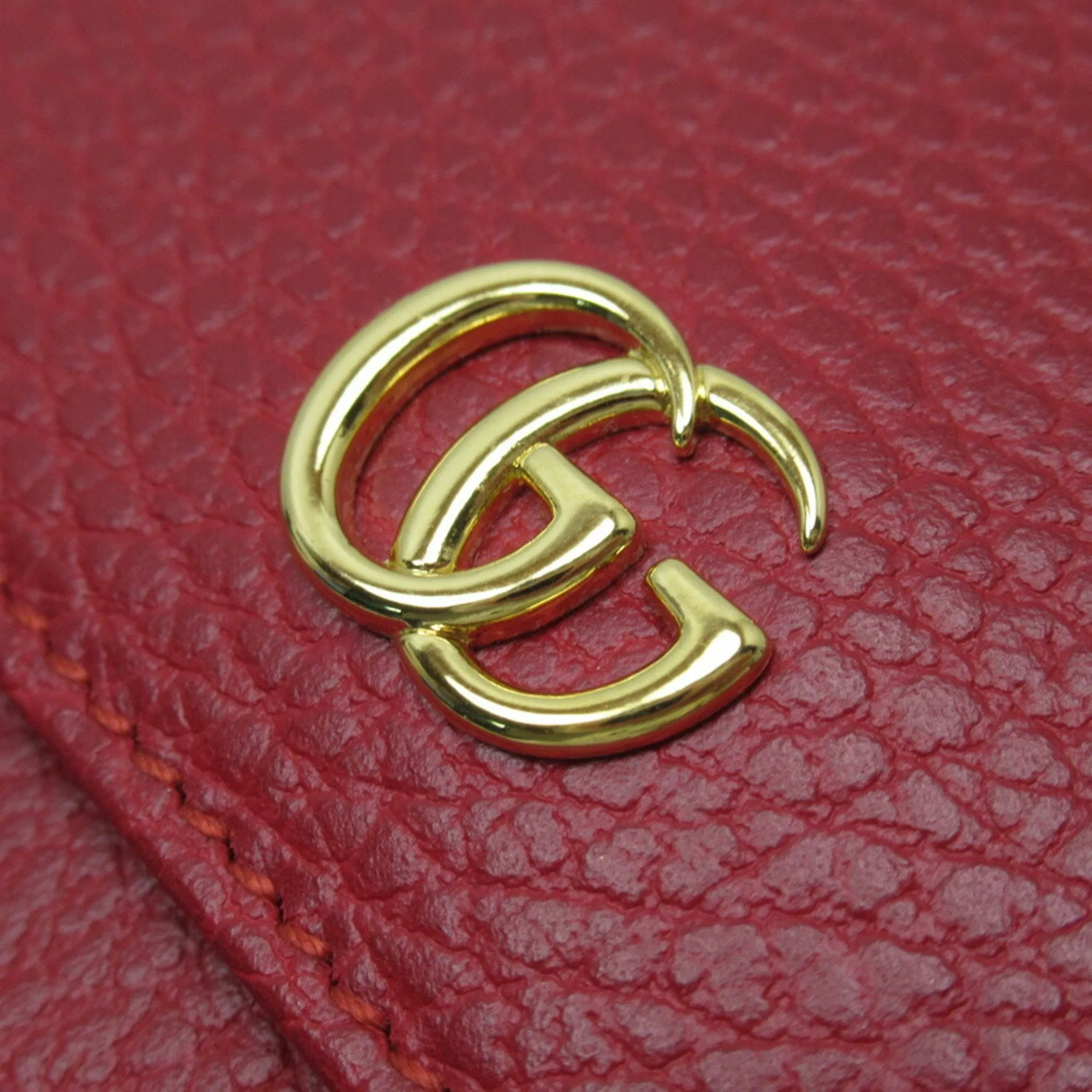 Vibrant double G gold bi-fold leather red Gucci wallet Summer special 456122