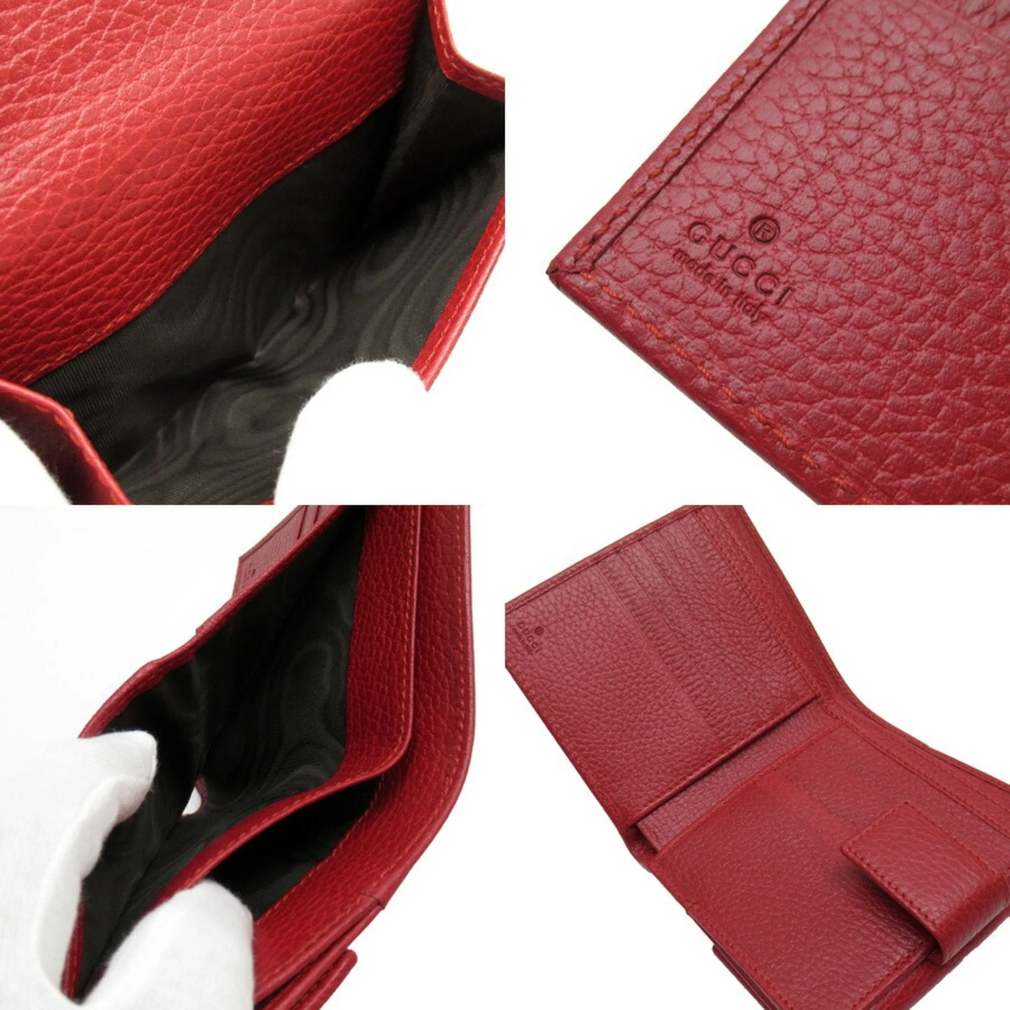 Vibrant double G gold bi-fold leather red Gucci wallet Summer special 456122