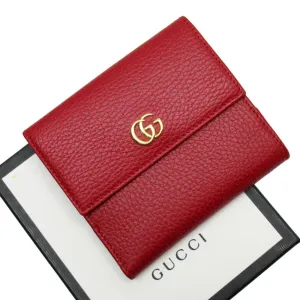 Vibrant double G gold bi-fold leather red Gucci wallet Summer special 456122