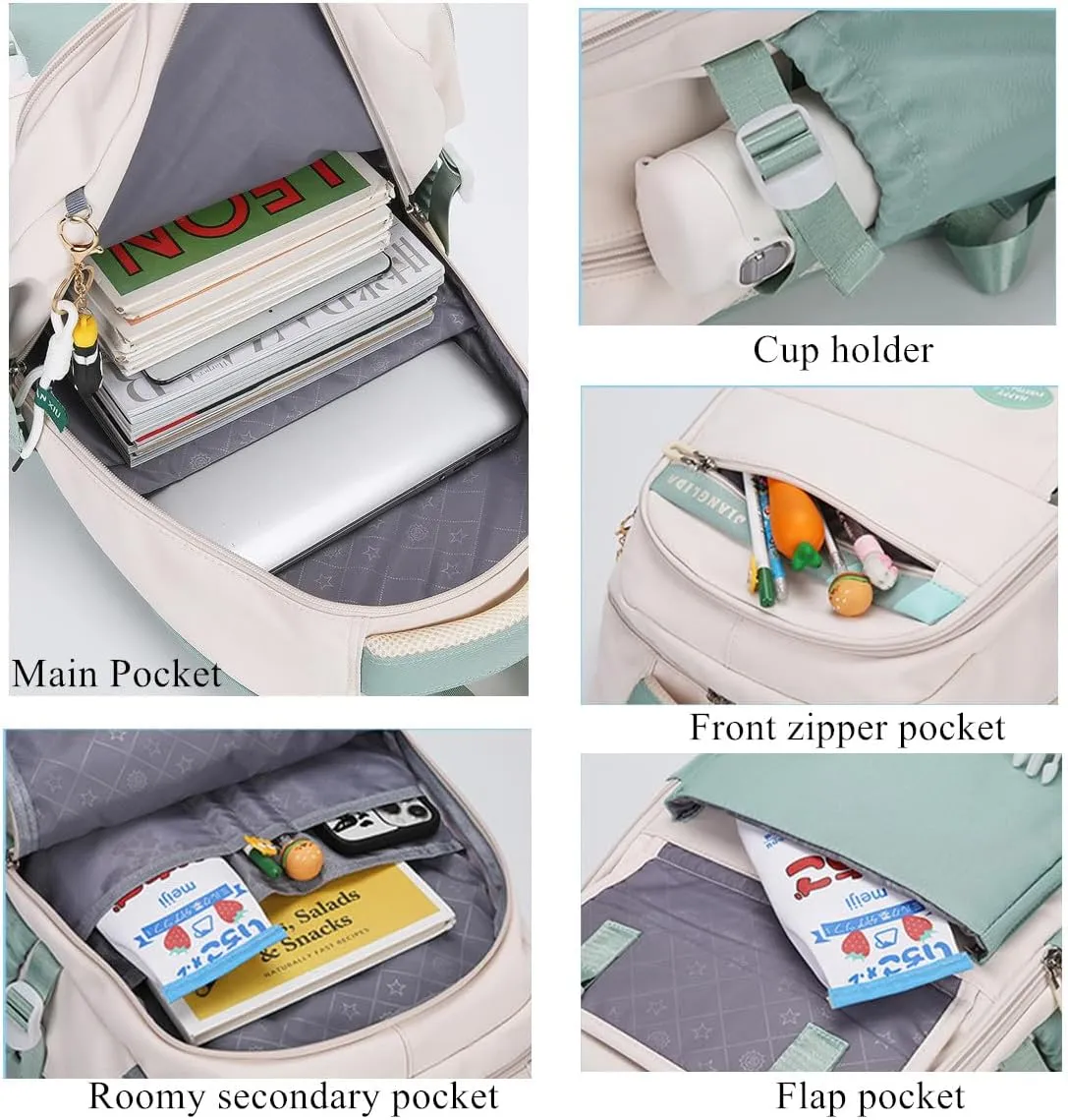 VIDOSCLA Kids Girls Backpack for School 3Pcs Students Bookbag Set Teen Boys Backpack with Lunch Box