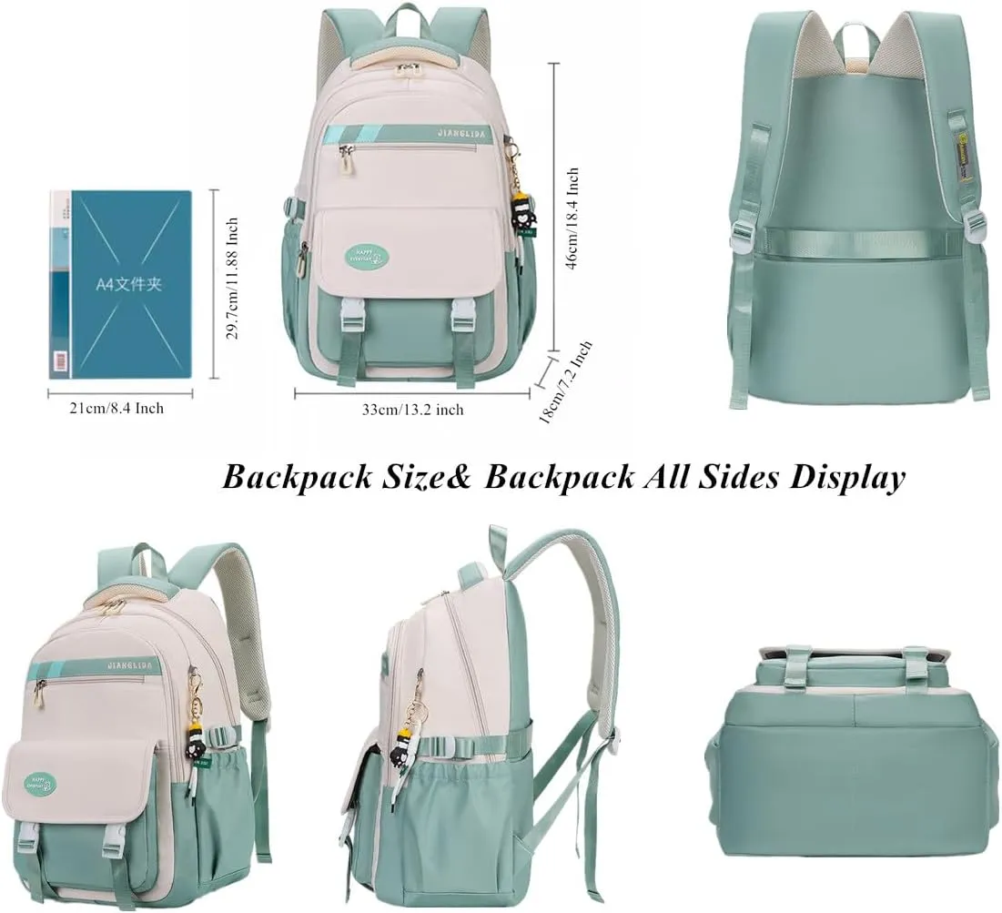 VIDOSCLA Kids Girls Backpack for School 3Pcs Students Bookbag Set Teen Boys Backpack with Lunch Box