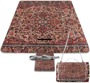 Vintage Ancient Turkish Pattern Waterproof Outdoor Picnic Blanket Sandproof Beach Mat for Camping Hiking Grass Travelling