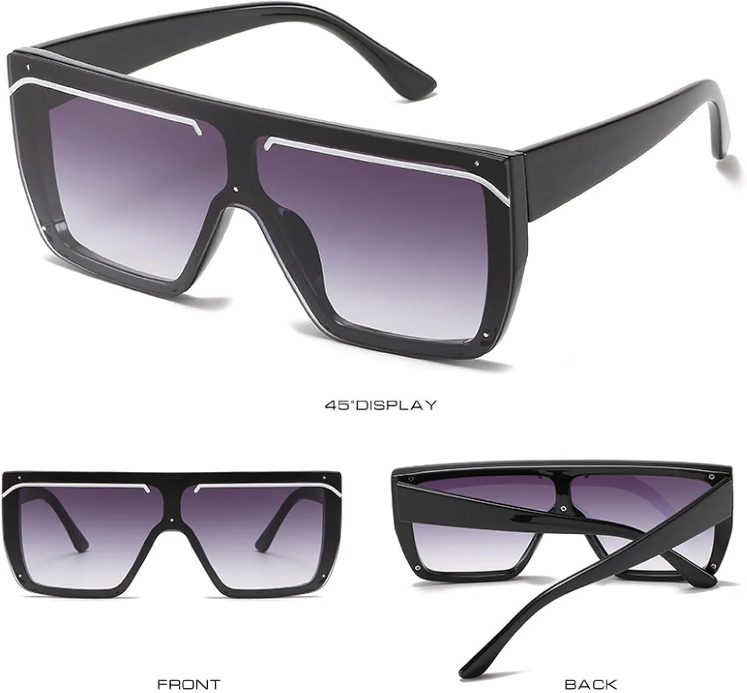 Vintage One Piece Sunglasses Woman Man Fashion Luxury Big Frame Eyeglasses Summer Traveling Uv400