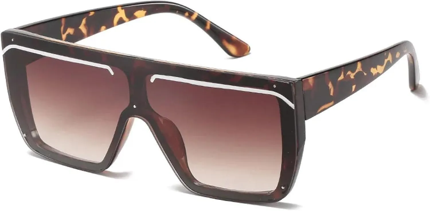 Vintage One Piece Sunglasses Woman Man Fashion Luxury Big Frame Eyeglasses Summer Traveling Uv400