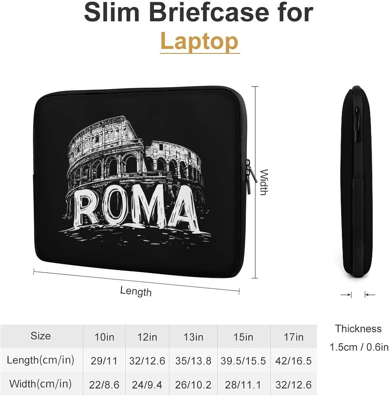 Vintage Roman Architecture Casual Laptop Bag Sleeve Cover Computer Carrying Case for Office Travel 12inch