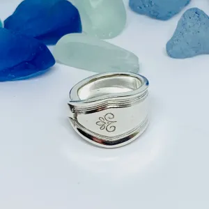 Vintage Spoon Ring with Hand Stamped Flourish