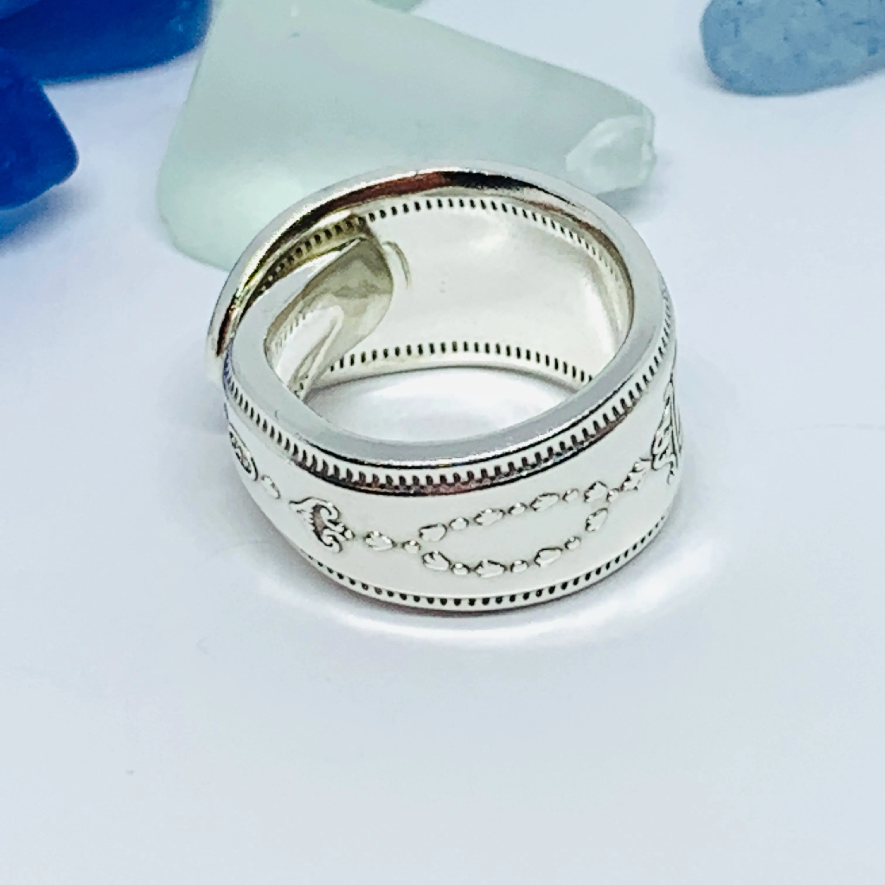 Vintage Spoon Ring with Stamped/Engraved Monogram (P)