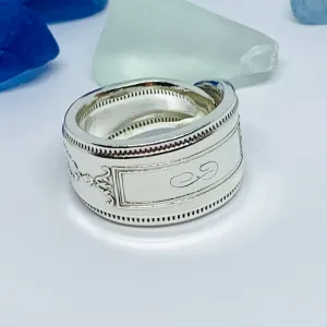 Vintage Spoon Ring with Stamped/Engraved Monogram (P)