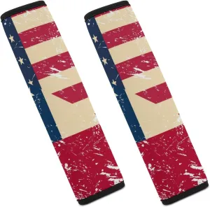Vintage U.S.A and Georgia State Flag Fashion Car Seat Belt Cover Pad for Shoulder Bag Camera Soft Comfort Accessories 2PCS