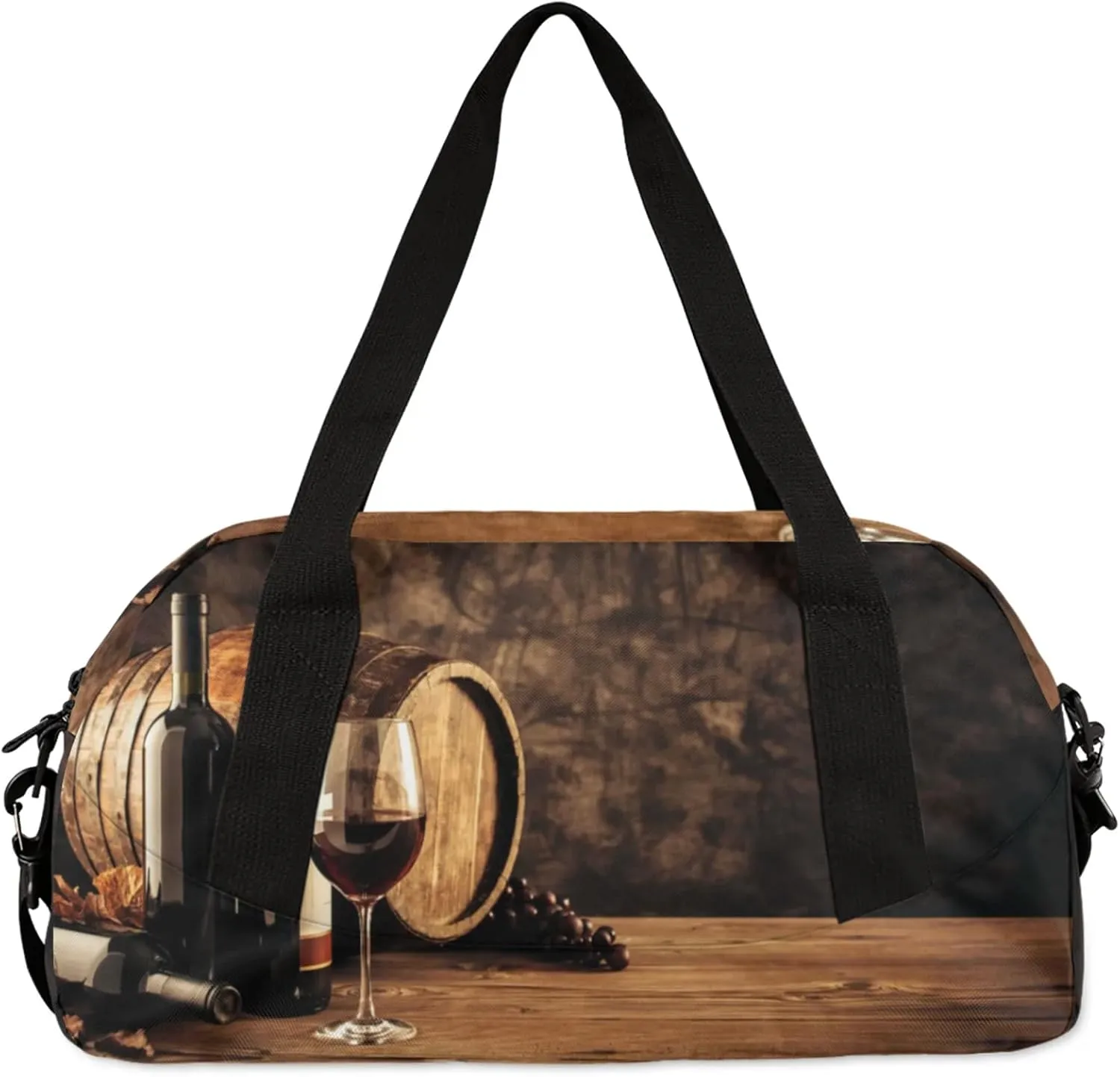 Vintage Wine And Ripe Grapes Kids Duffel Bag Lightweight Waterproof Sports Gym Bag with Front Zipper Pocket Foldable Weekender Overnight Bag for School Practice Gymnastic Ballet