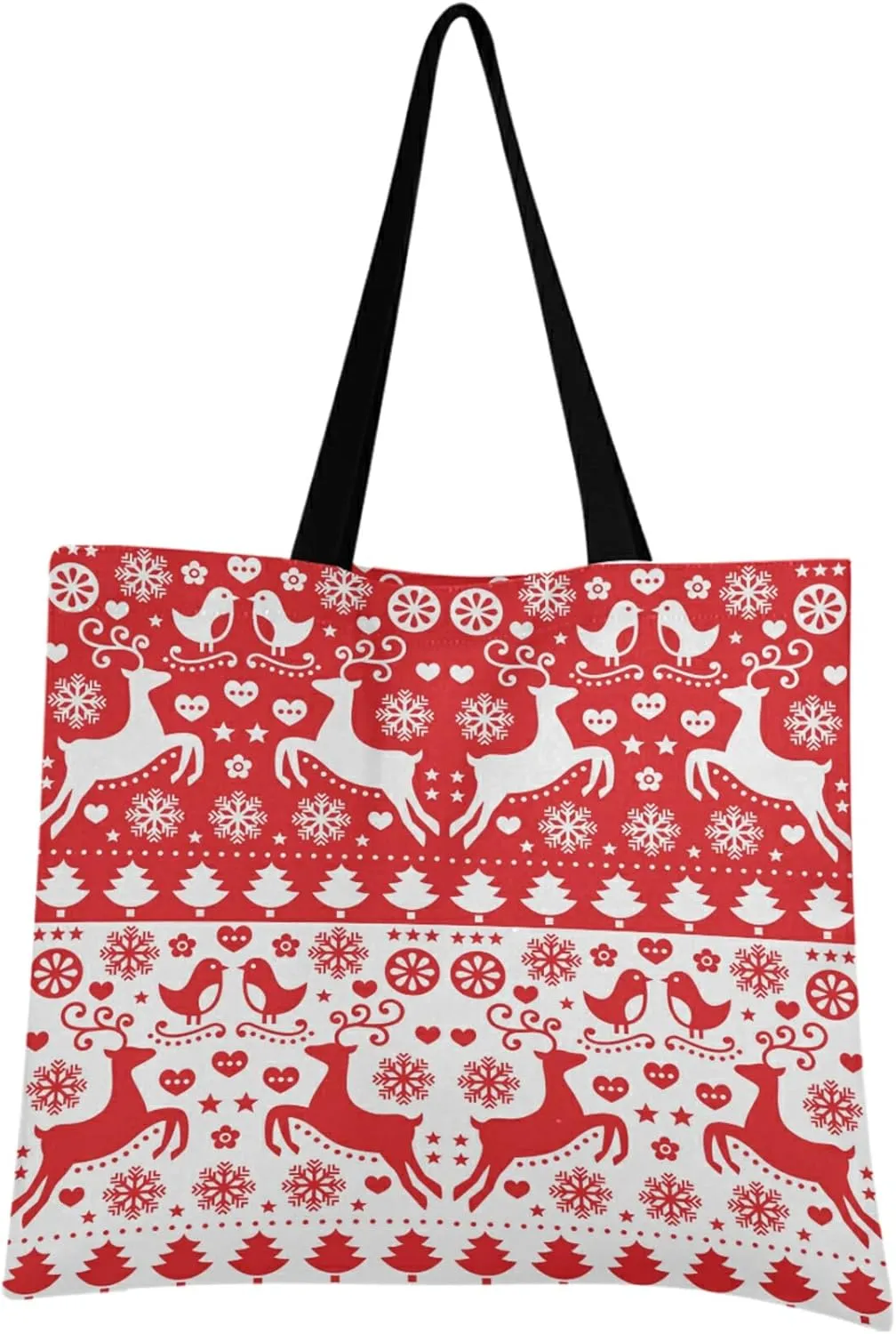 visesunny Women Extra Large Tote Bag Christmasred Reindeer Folk Shoulder Bags Ladies Beach Travel Reusable Grocery Shopping Portable Storage Handbag