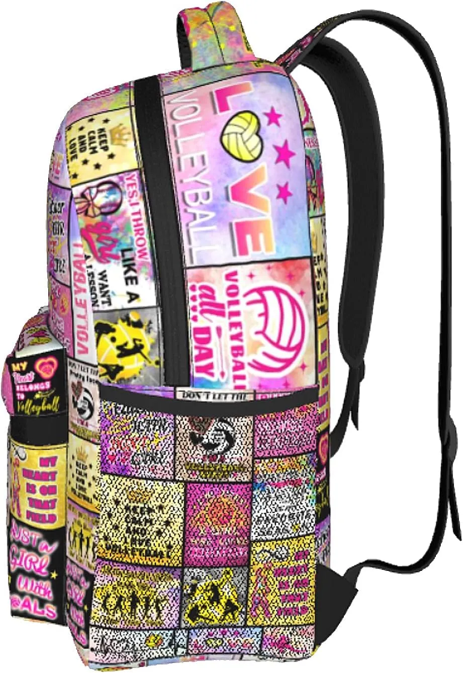 Volleyball Backpack School Bookbags 16 Inch Volleyball School Backpacks Ball Bookbag Travel Backpack Sport Daypack for Kids Girls Boys Adult Gifts