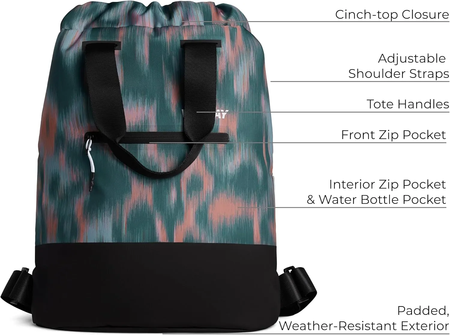 VOORAY Flex Cinch Backpack Ikat Tie Dye