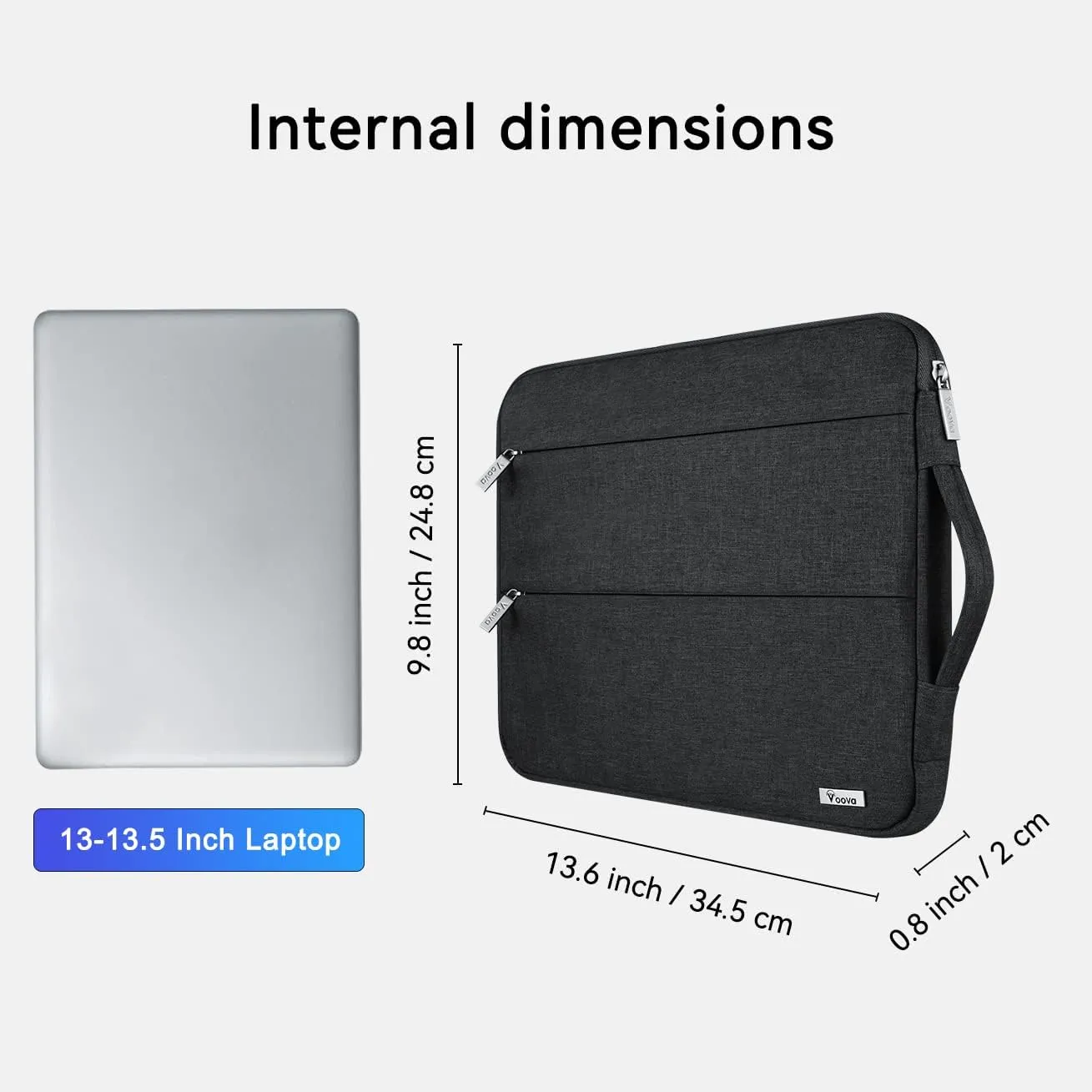 Voova 13 13.6 Inch Laptop Sleeve Case Compatible with MacBook Air/MacBook Pro 13 M2/M1,13.5 Surface Laptop 5/4, Surface Pro X / 9/8, iPad Pro 12.9, Waterproof Computer Bag Cover with Handle, Black