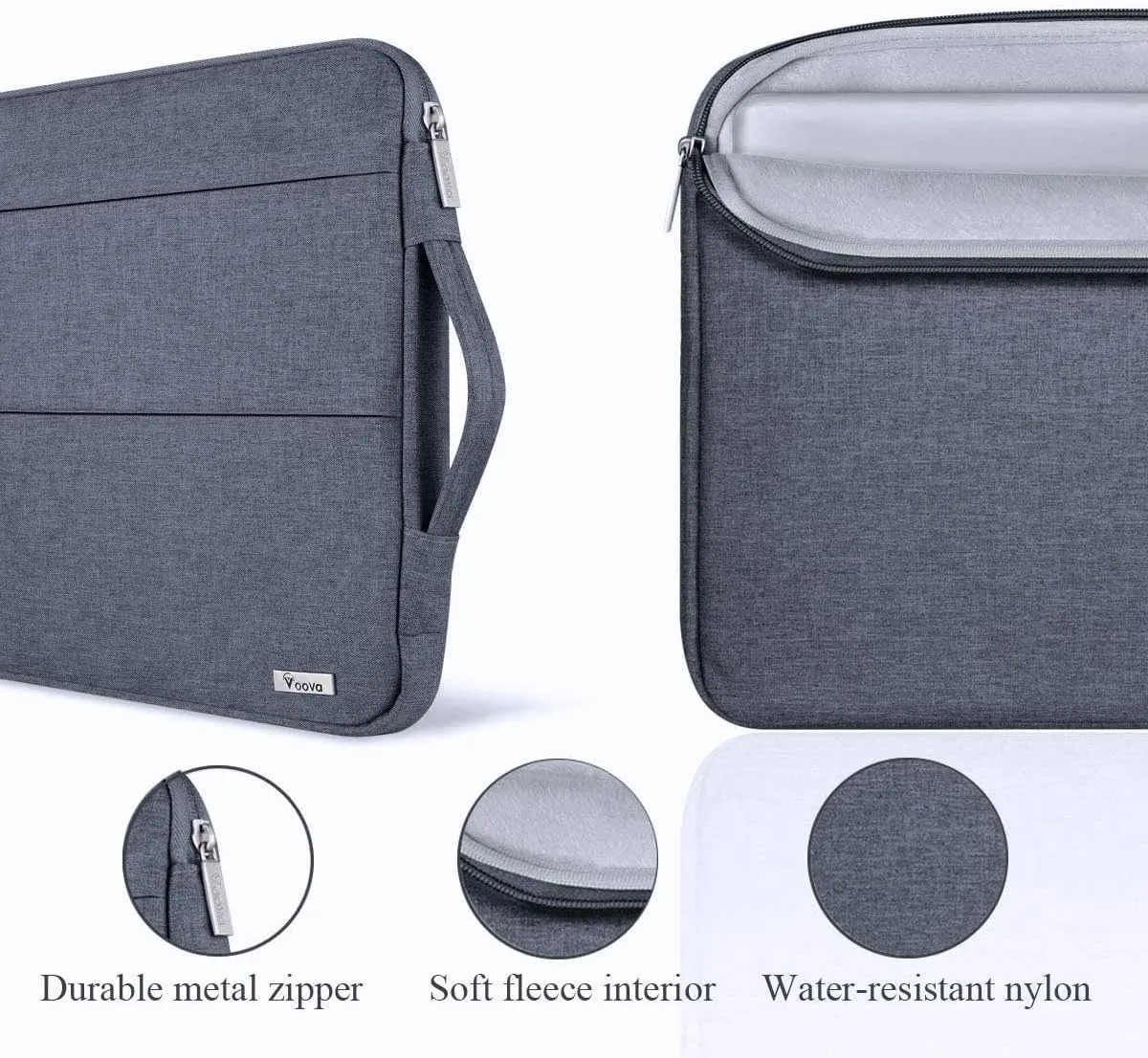Voova 13 13.6 Inch Laptop Sleeve Case Compatible with MacBook Air/MacBook Pro 13 M2/M1,13.5 Surface Laptop 5/4, Surface Pro X / 9/8, iPad Pro 12.9,Waterproof Computer Bag Cover with Handle,Dark Grey
