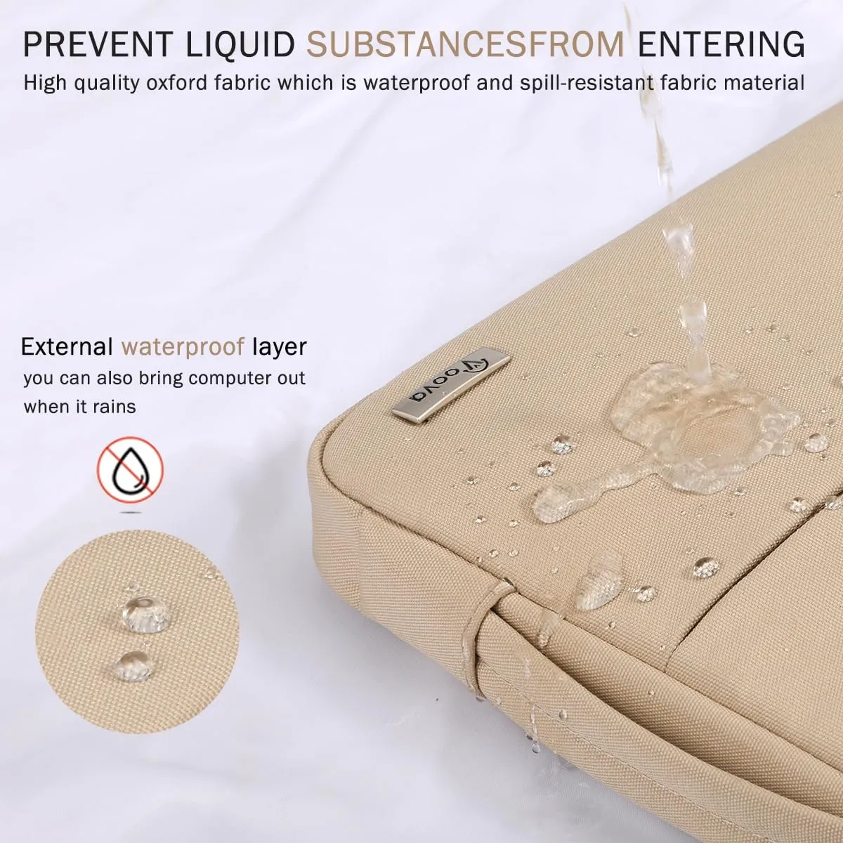 Voova 14 15 Inch Laptop Sleeve Case, Waterproof Computer Bag Cover Compatible with Macbook Pro 14 M3/M2/M1, Macbook Air 15 M2 / Macbook Pro 15,15 Surface Laptop 5/4,14 HP Stream Dell Acer Asus,Apricot