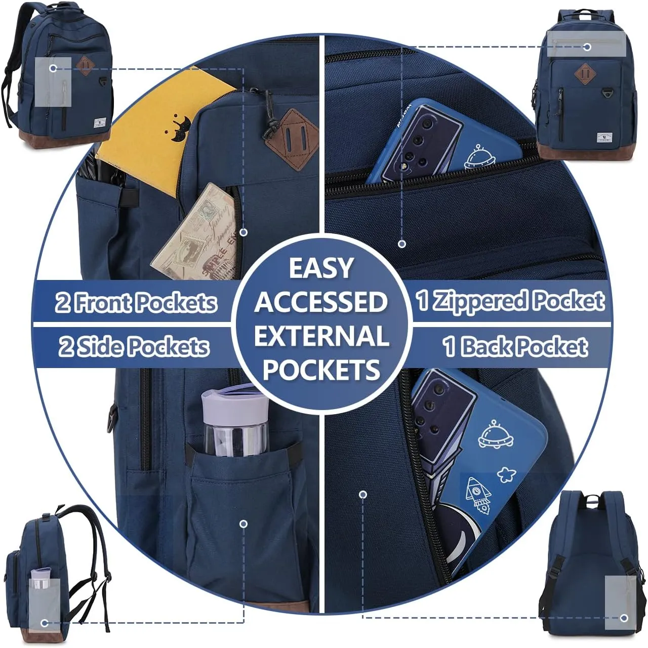 VX VONXURY Backpack for Men Women,Lightweight Bookbag with Mulitiple Pockets,Classical Water Resistant Travel Backpack