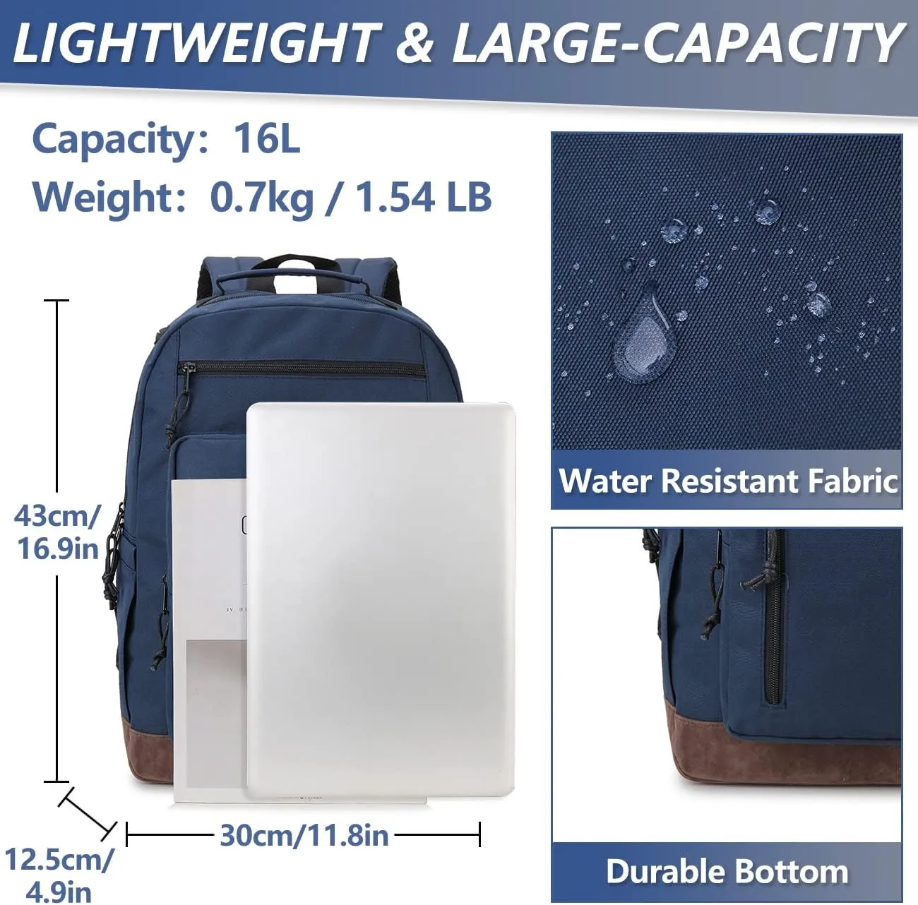VX VONXURY Backpack for Men Women,Lightweight Bookbag with Mulitiple Pockets,Classical Water Resistant Travel Backpack