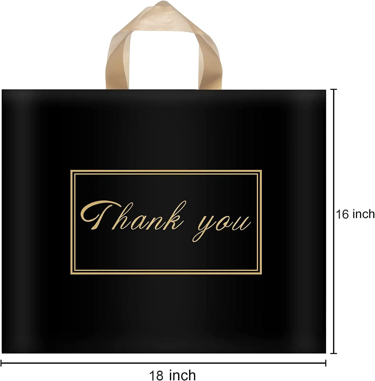 WAKAKO 60 Pack Thank You Bags Shopping Bags, 16x18 Inch Thank You Gift Bags with Handle for Small Business,Bulk Reusable Plastic Shopping Bags for Boutique, Black