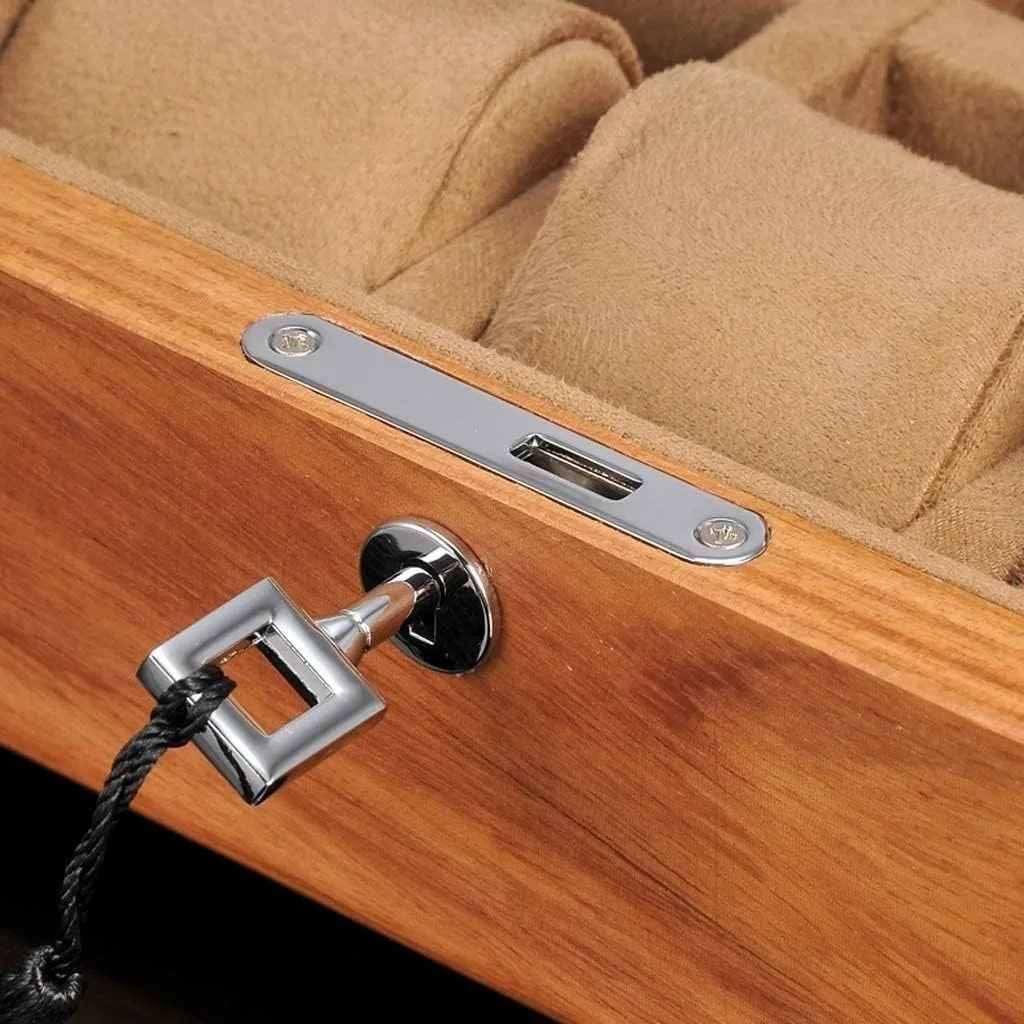 Watch Box Wooden Holder for Watches Jewelry Organizer Grids Organizer with Lock