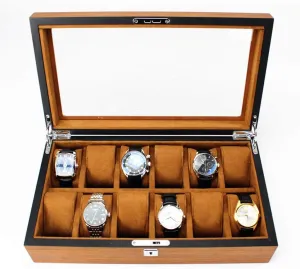 Watch Storage Box 5/12/18 Grids Watch Boxes Solid Wood Watch Box Watch Storage Box Transparent Window Soft Felted Interior Applicable Personal Watch Counter Display Window Storage Watch Display