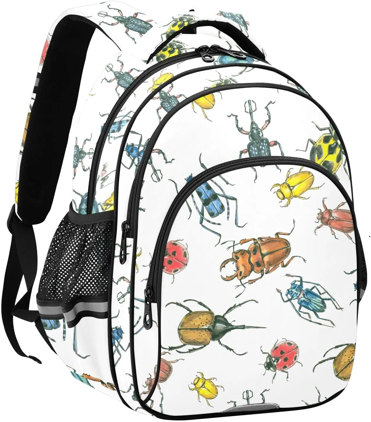 Watercolor Pattern Beetles Backpack for Kids Elementary School Bag Boys Girls Bookbag Travel Backpack Daypack