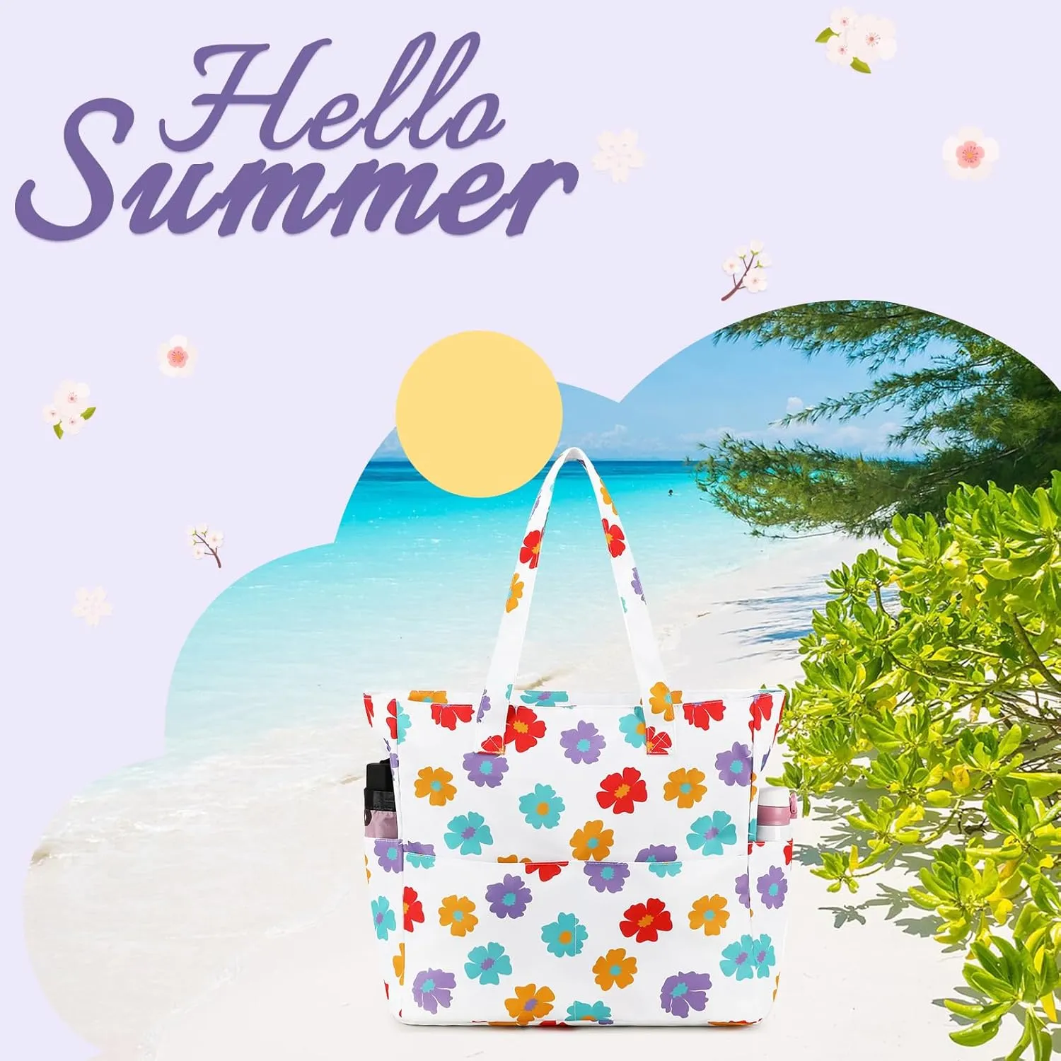 Waterproof Beach Tote Pool Bags for Women Ladies Extra Large Gym Tote Carry On Bag With Wet Compartment for Weekender Travel